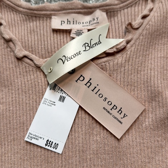 Philosophy Beige Ruffle Trim Short Sleeve Tee - Picture 4 of 5